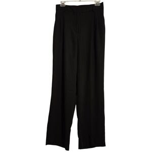 House of Harlow 1960 Black Satin Wide Leg Pleated Women's Pants Trousers